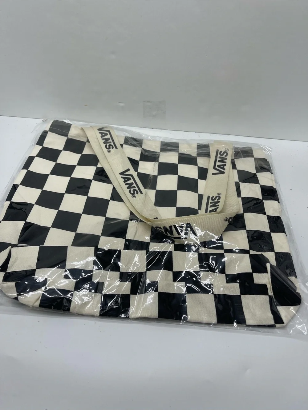 Vans Black and Cream Checkerboard Tote